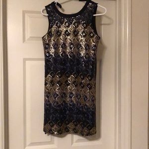 Blue and gold glitter dress